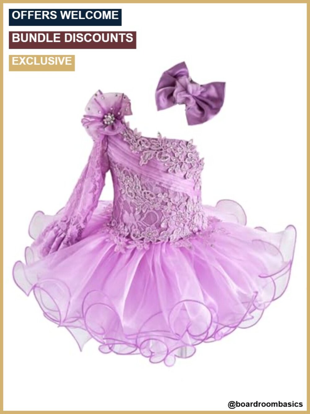 Baby Girls Pageant Party Birthday Dress Beaded Cupcake Tea Length